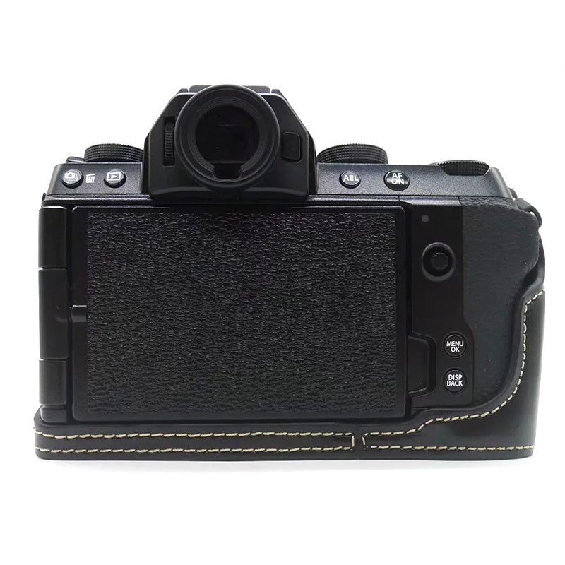 PU Leather Camera Bottom Case for Fujifilm X-S10, Anti-scratch Half Body Cover with Battery Opening - Black