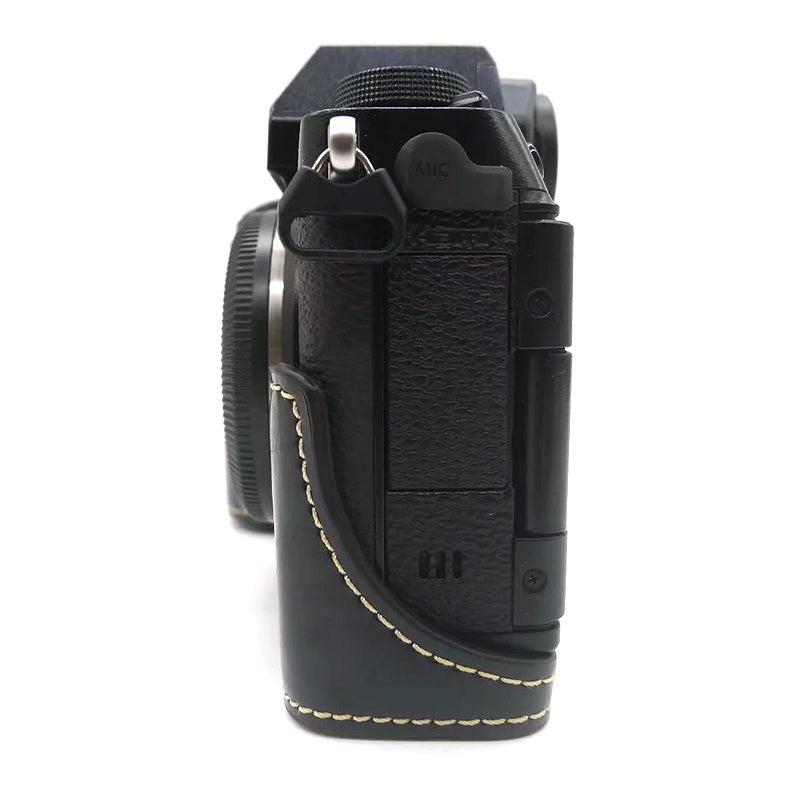 PU Leather Camera Bottom Case for Fujifilm X-S10, Anti-scratch Half Body Cover with Battery Opening - Black