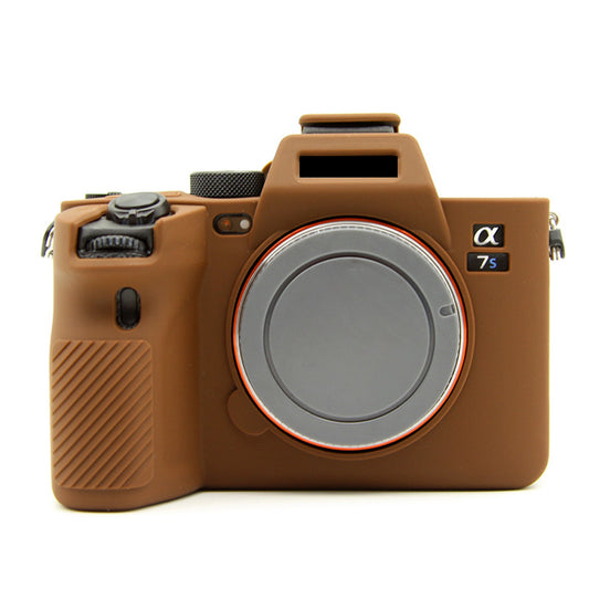 Uniqkart for Sony A7S III  / ILCE-7SM3 / A1 Camera Anti-drop Silicone Case Soft Protective Cover - Coffee