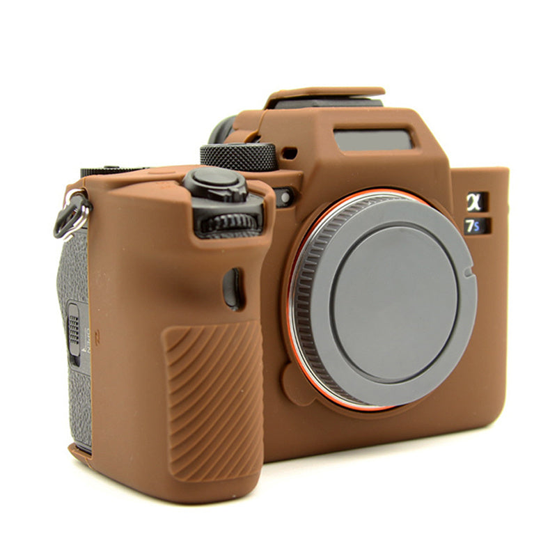 Uniqkart for Sony A7S III  / ILCE-7SM3 / A1 Camera Anti-drop Silicone Case Soft Protective Cover - Coffee