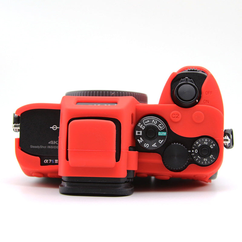 Uniqkart for Sony A7S III  / ILCE-7SM3 / A1 Camera Anti-drop Silicone Case Soft Protective Cover - Red