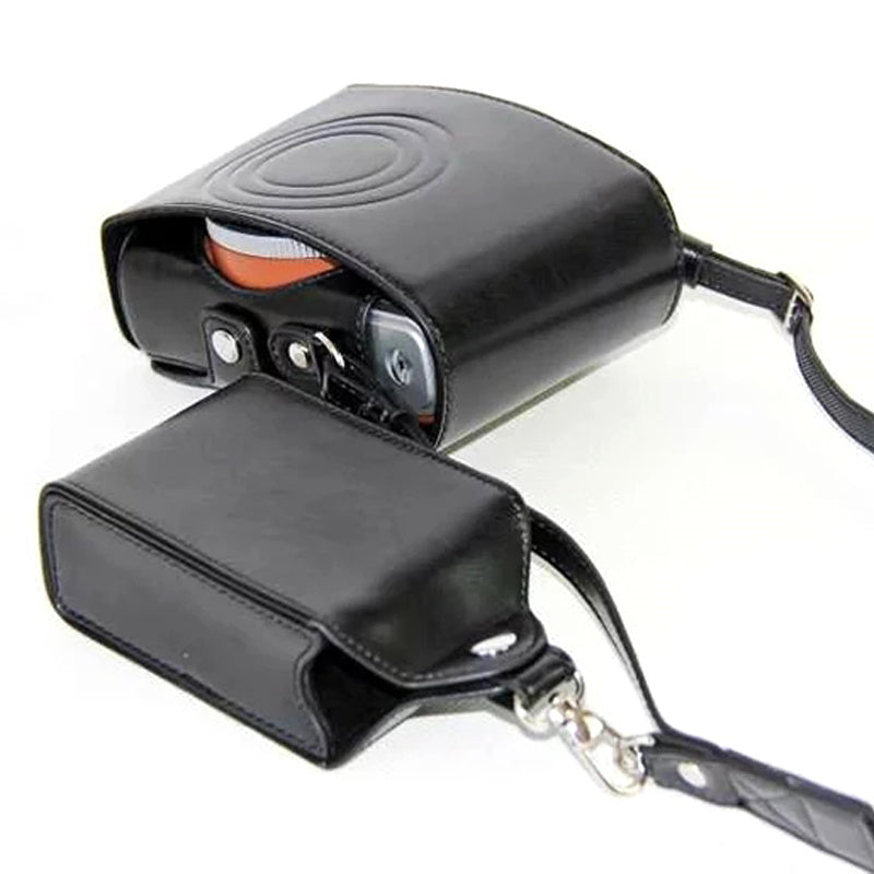Uniqkart for Fujifilm Instax Mini 90 Synthetic Leather Camera Bag Protective Case with Film Case and Neck Strap - Black