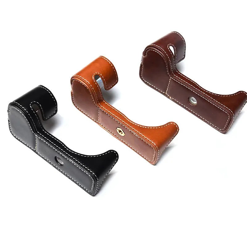 Uniqkart for Fujifilm X-S10 Retro PU Leather Camera Bottom Case Half Body Protective Cover with Battery Opening - Brown