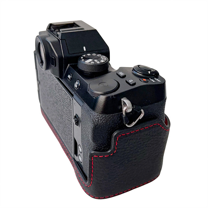 Genuine Leather Half Cover Case for Fujifilm X-S10 Camera, Anti-scratch Protective Cover with Battery Opening - Black