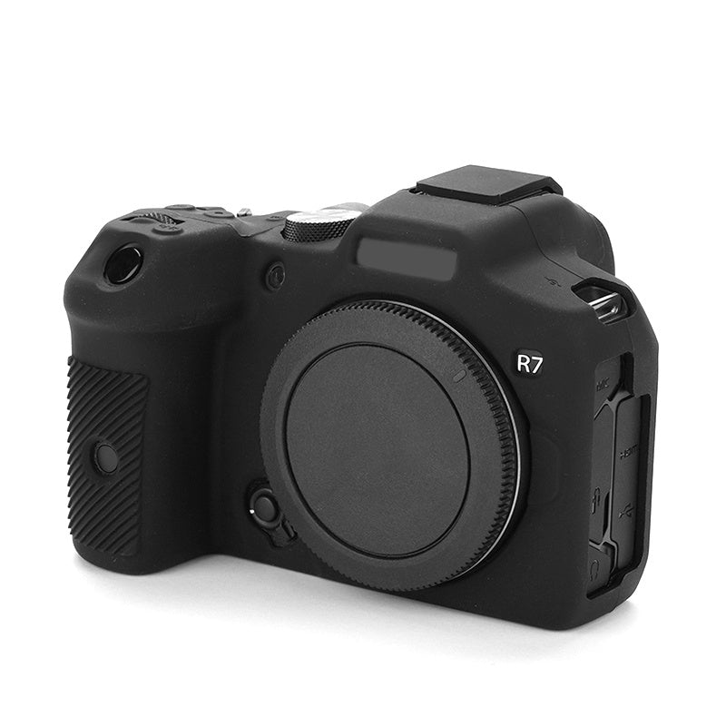 Flexible Silicone Protective Case for Canon EOS R7 Camera, Anti-scratch Anti-drop Cover - Black
