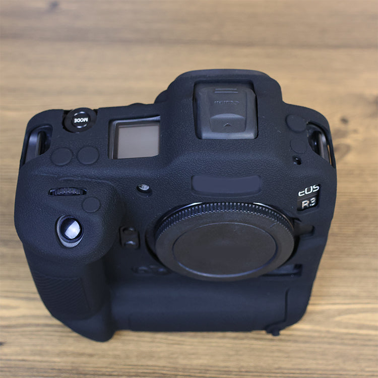 Drop Protection Flexible Silicone Protective Case for Canon EOS R3  Camera, Anti-scratch Anti-drop Cover - Black