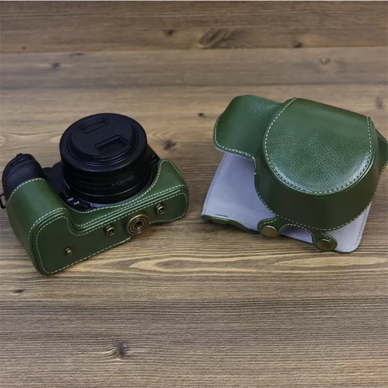 PU Leather Camera Case for Nikon Z30 Z50, Full Body Protection Bag Cover Shoulder Bag Camera and Lens Accessories - Green