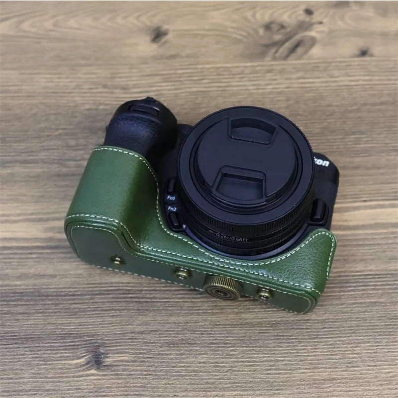 PU Leather Camera Case for Nikon Z30 Z50, Full Body Protection Bag Cover Shoulder Bag Camera and Lens Accessories - Green