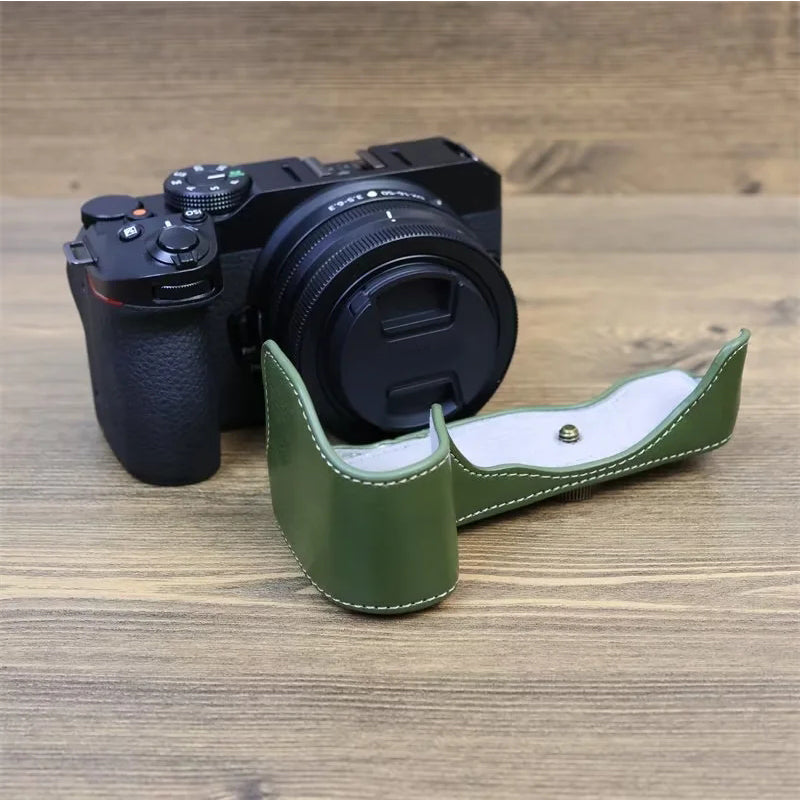 PU Leather Camera Case for Nikon Z30 Z50, Full Body Protection Bag Cover Shoulder Bag Camera and Lens Accessories - Green