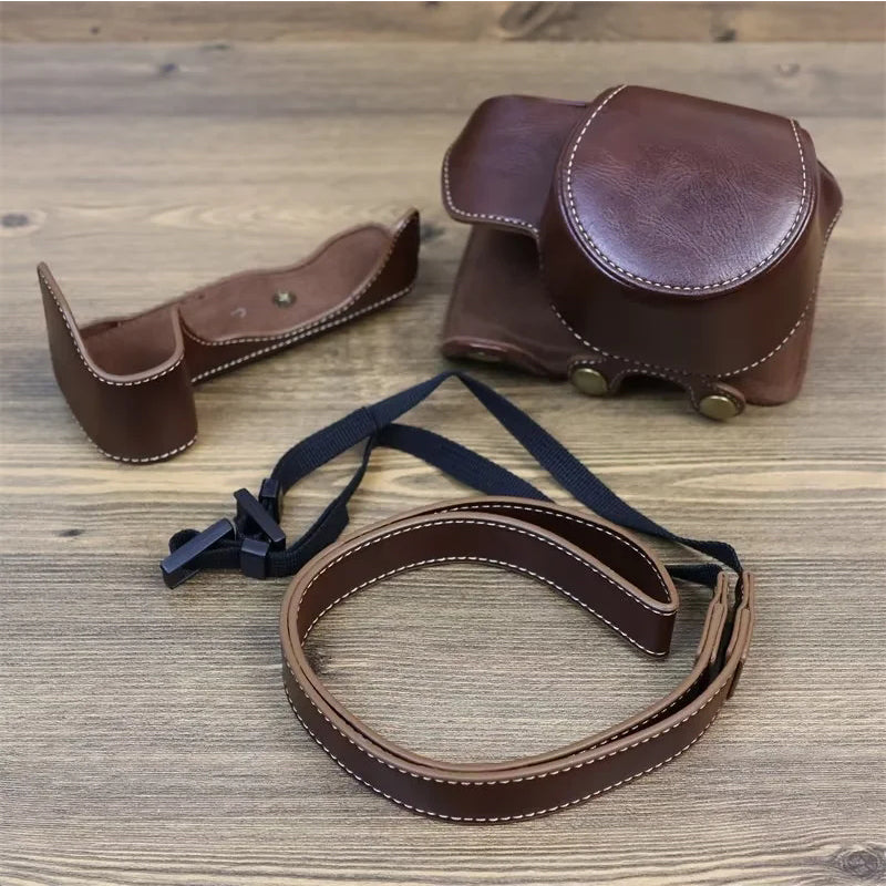 PU Leather Camera Case for Nikon Z30 Z50, Full Body Protection Bag Cover Shoulder Bag Camera and Lens Accessories - Coffee