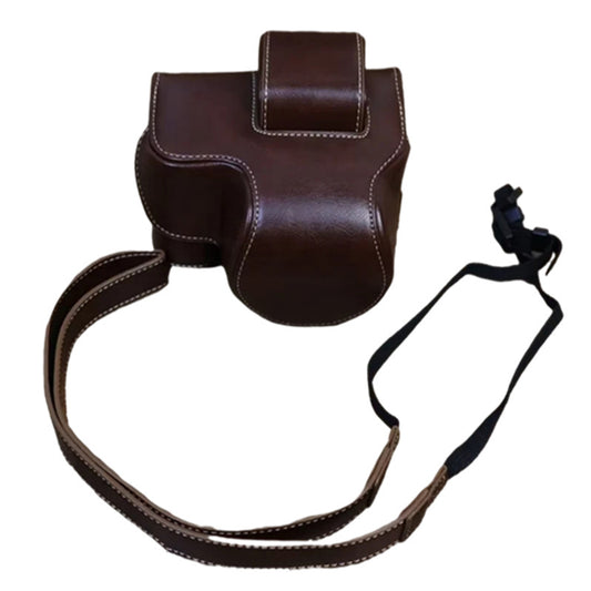 PU Leather Protective Bag for Canon EOS R10 18-45mm Lens, Vintage Mini Storage Bag Cover with Shoulder Strap - Coffee