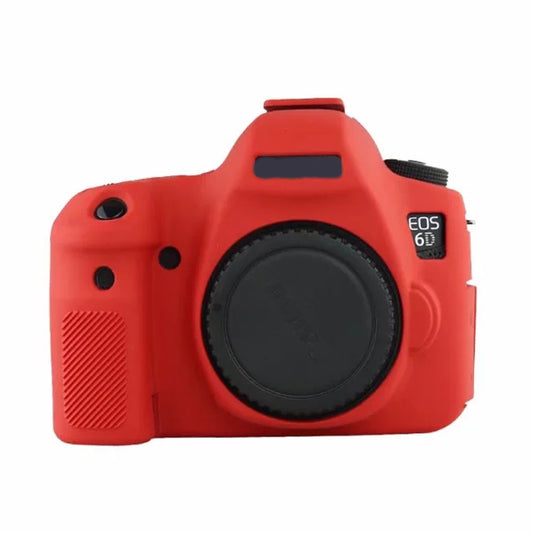 Silicone Case for Canon EOS 6D Digital Camera Anti-scratch Protective Cover Non-slip Texture Protector - Red