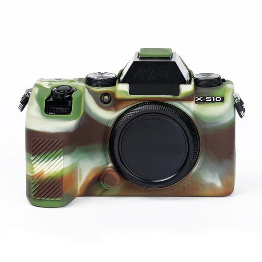 Silicone Skin Case for Fujifilm X-S10 Camera, Anti-drop Digital Camera Body Cover Protector - Camouflage