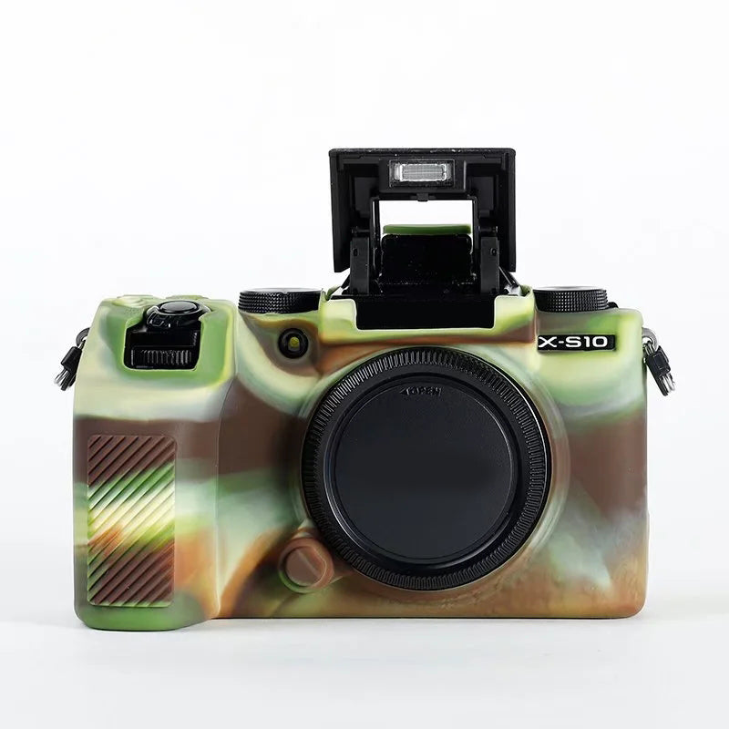 Silicone Skin Case for Fujifilm X-S10 Camera, Anti-drop Digital Camera Body Cover Protector - Camouflage