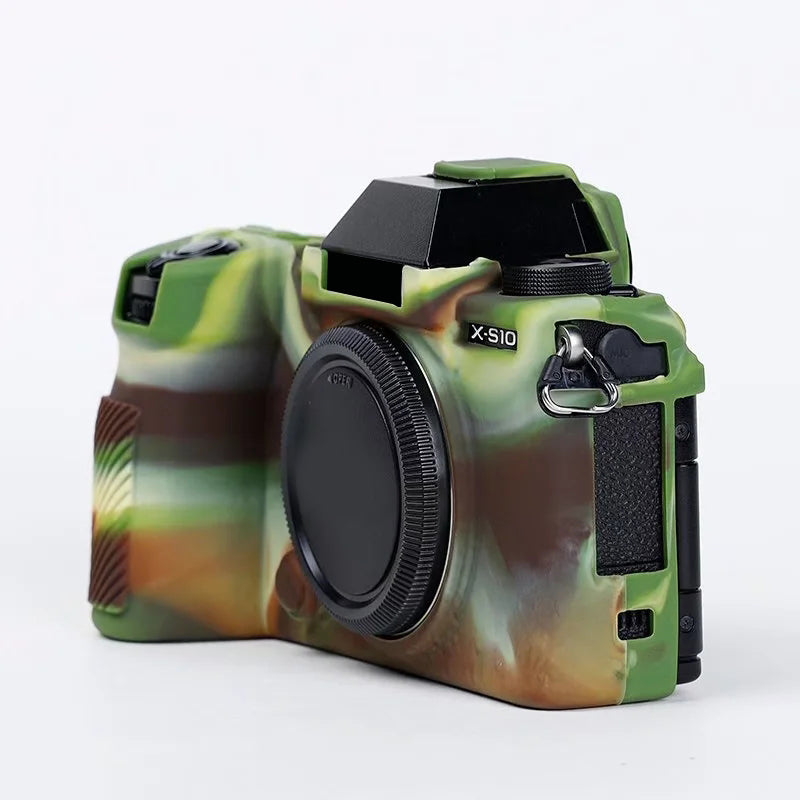 Silicone Skin Case for Fujifilm X-S10 Camera, Anti-drop Digital Camera Body Cover Protector - Camouflage
