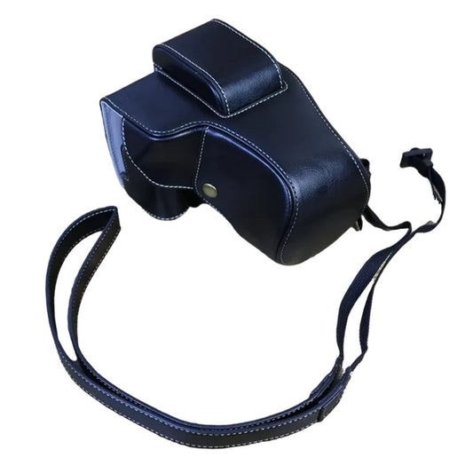 Camera Bag for Canon EOS 200D / 250D(200D II), Retro PU Leather Digital Camera Anti-scratch Protective Cover with Shoulder Strap - Black
