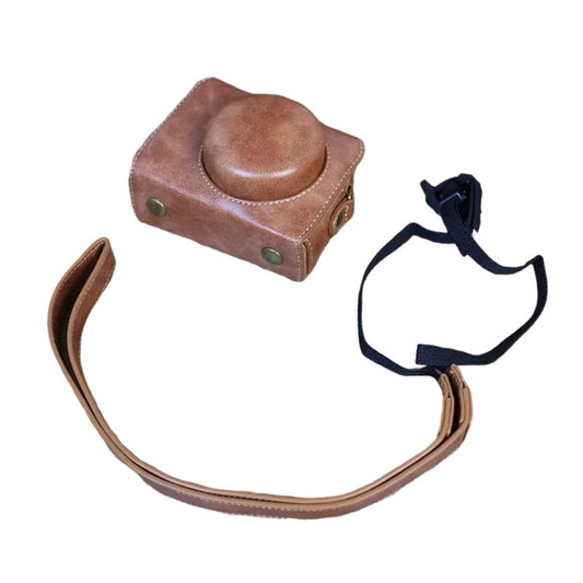 Uniqkart for Sony ZV-1 Vintage Detachable PU Leather Camera Bag Protective Cover with Shoulder Strap - Brown
