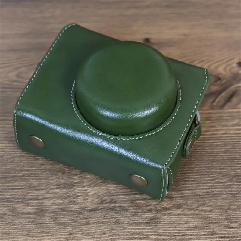 Uniqkart for Sony ZV-1 Vintage Detachable PU Leather Camera Bag Protective Cover with Shoulder Strap - Green