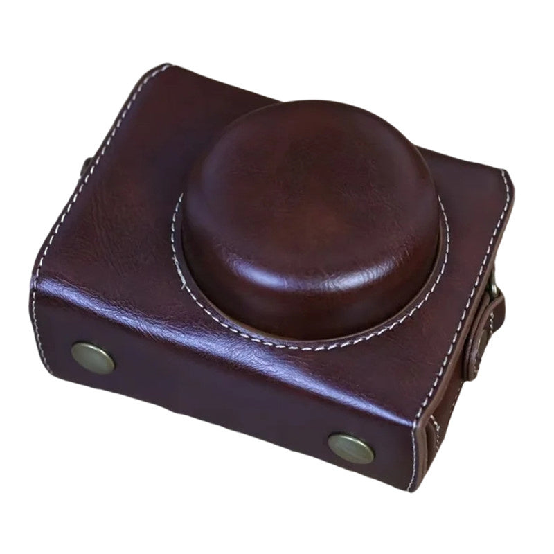 Uniqkart for Sony ZV-1 Vintage Detachable PU Leather Camera Bag Protective Cover with Shoulder Strap - Coffee