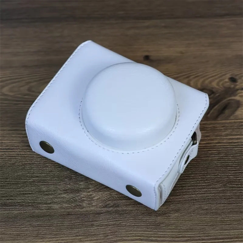 Uniqkart for Sony ZV-1 Vintage Detachable PU Leather Camera Bag Protective Cover with Shoulder Strap - White