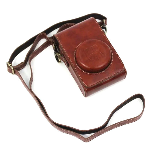 Uniqkart for Ricoh GR / GR II / GR III / GR IIIx Camera Bag Vintage PU Leather Digital Camera Protective Cover with Shoulder Strap - Coffee