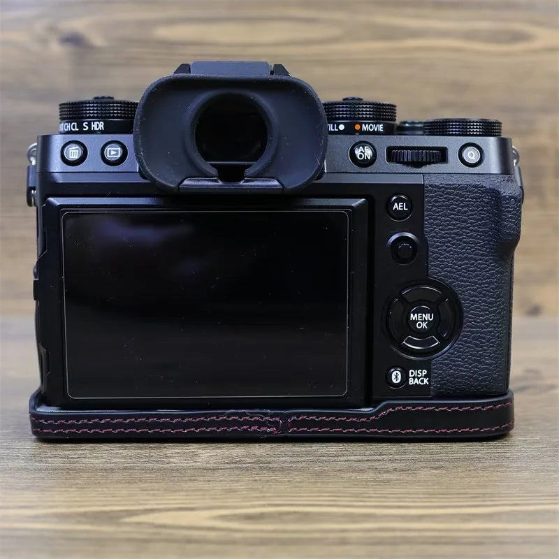 for Fujifilm X-T5 Anti-scratch PU Leather Camera Case Battery Opening Design Protective Cover with Screw - Black