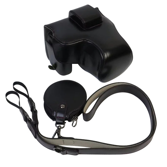 Uniqkart for Canon EOS R8 PU Leather Camera Bag Battery Opening Design Protective Cover - Black