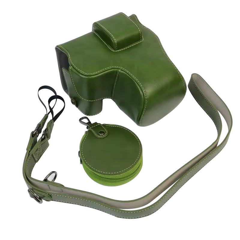 Uniqkart for Canon EOS R8 PU Leather Camera Bag Battery Opening Design Protective Cover - Green