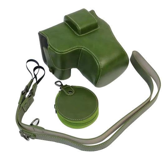 Uniqkart for Canon EOS R8 PU Leather Camera Bag Battery Opening Design Protective Cover - Green