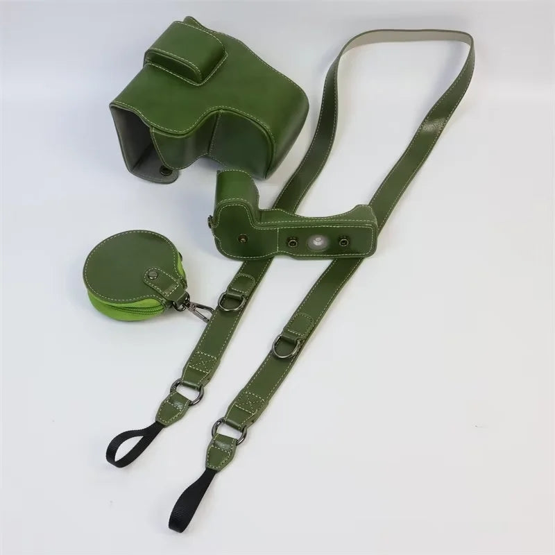 Uniqkart for Canon EOS R8 PU Leather Camera Bag Battery Opening Design Protective Cover - Green