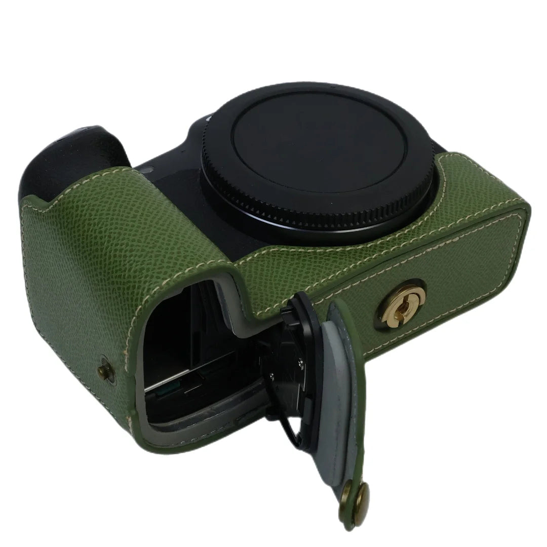 Uniqkart for Canon EOS R8 PU Leather Camera Base Battery Opening Design Detachable Protective Cover with Shoulder Strap - Green