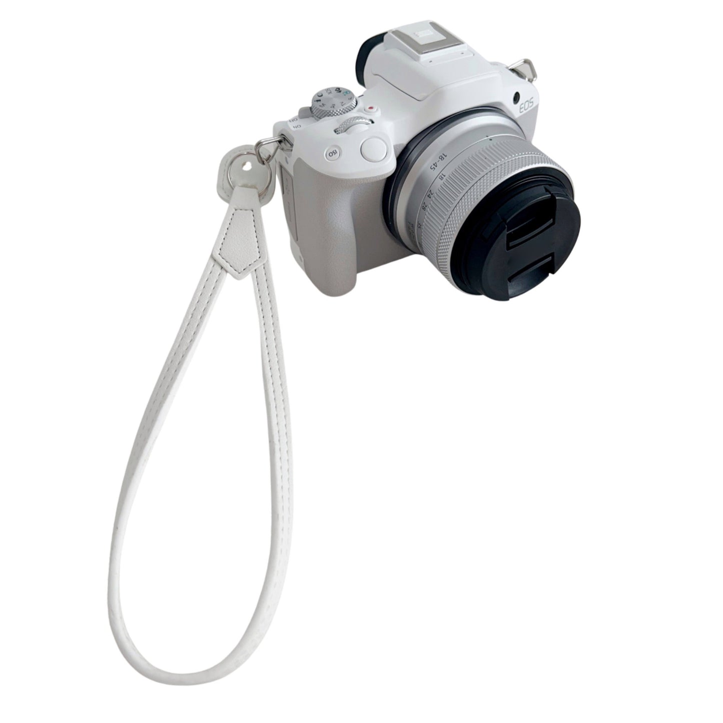 Uniqkart for Canon Nikon Sony Fujifilm Panasonic SLR Camera PU Leather Hand Strap Buffalo Texture Wrist Rope - White