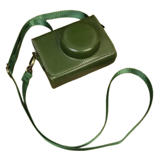 Camera Bag for Sony ZV-1 / ZV-1 II / ZV-1F PU Leather Protective Case with Shoulder Strap, Horizontal Type - Green