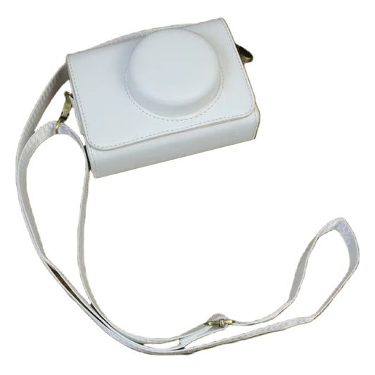 Camera Bag for Sony ZV-1 / ZV-1 II / ZV-1F PU Leather Protective Case with Shoulder Strap, Horizontal Type - White