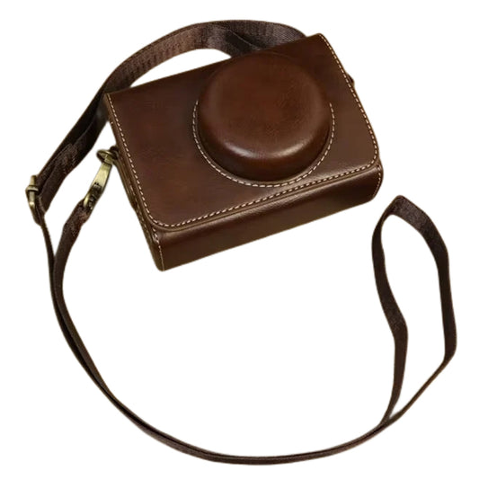 Camera Bag for Sony ZV-1 / ZV-1 II / ZV-1F PU Leather Protective Case with Shoulder Strap, Horizontal Type - Coffee