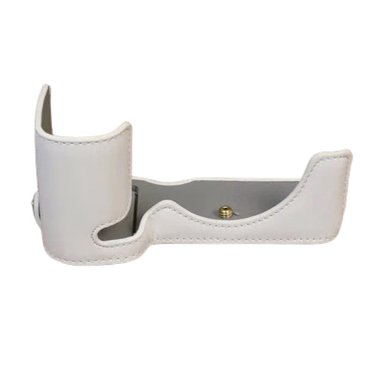 Uniqkart for Sony ZV-E1 PU Leather Camera Bottom Case Half Body Anti-scratch Cover with Battery Opening - White