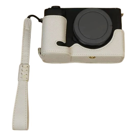 Uniqkart for Sony ZV-E1 Battery Opening Design PU Leather Camera Bottom Cover Half Body Case with Hand Strap - Grey White