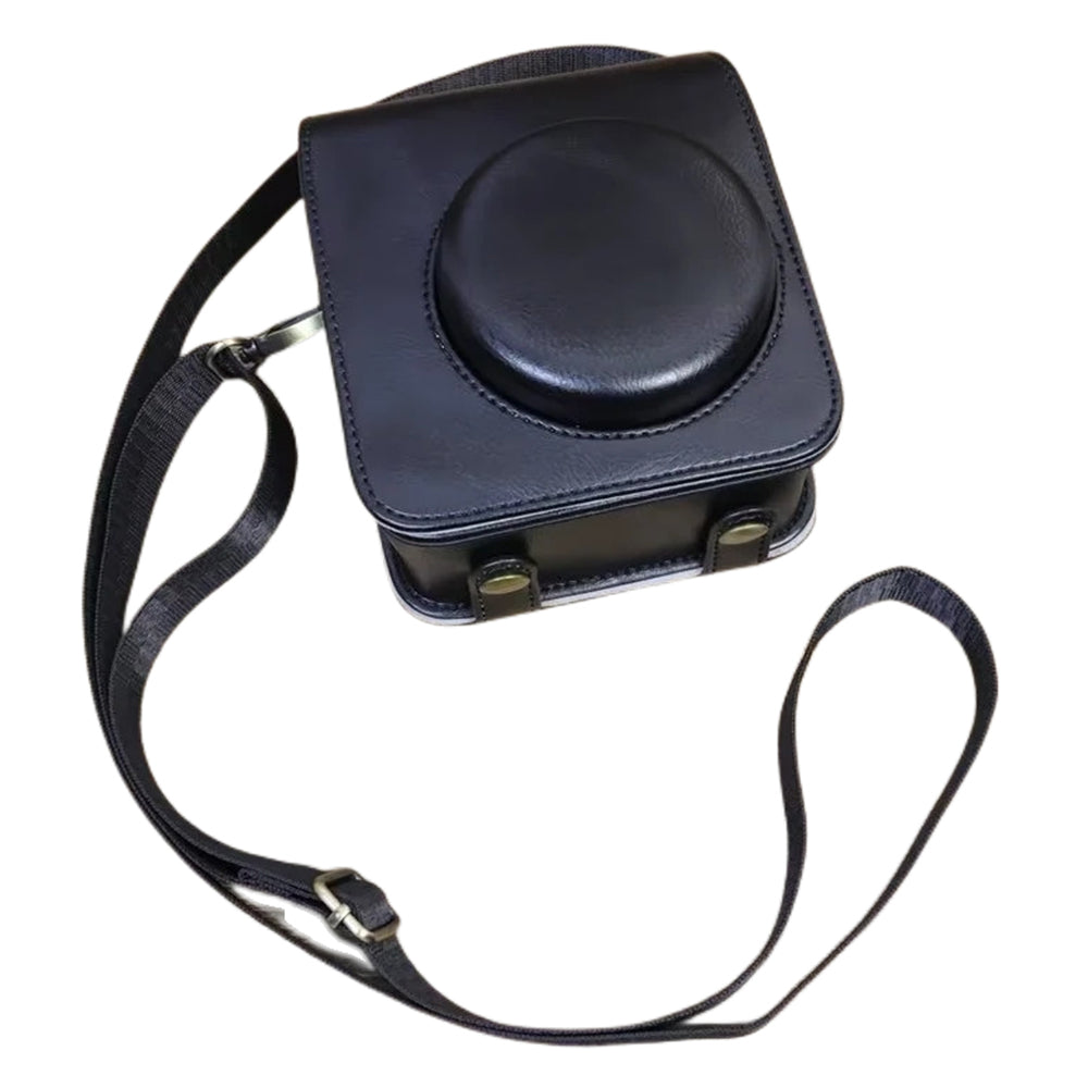 Uniqkart for Fujifilm Instax Mini 12 PU Leather Camera Bag Protective Cover with Shoulder Strap - Black