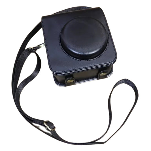 Uniqkart for Fujifilm Instax Mini 12 PU Leather Camera Bag Protective Cover with Shoulder Strap - Black