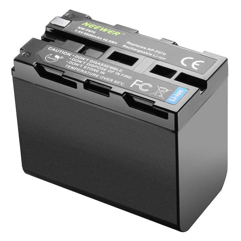NEEWER NP-F970 6600mAh Li-ion Battery Replacement Power Supply for Sony, LED Video Light, Monitor