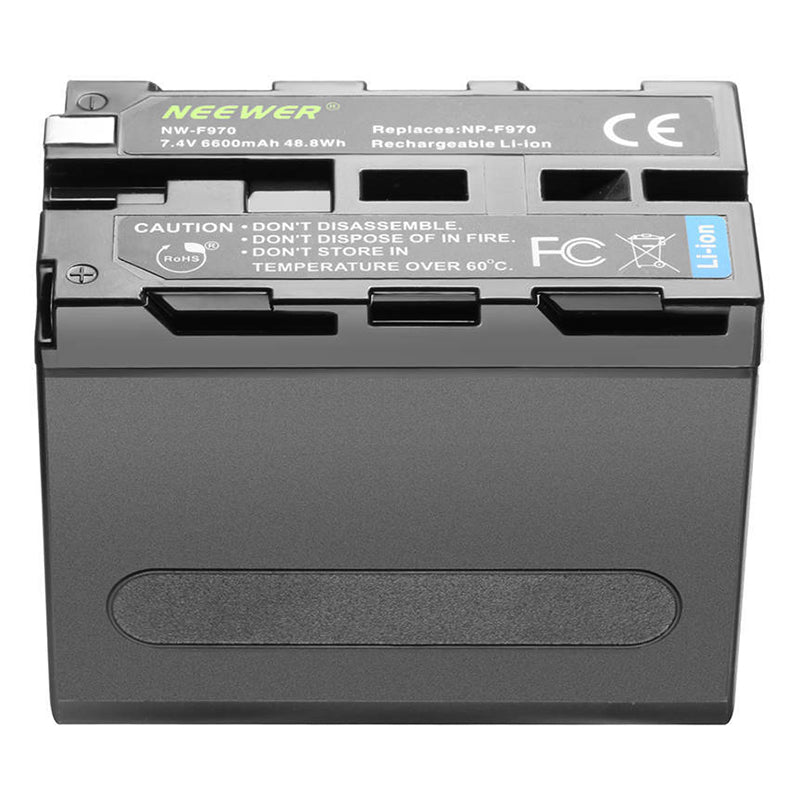 NEEWER NP-F970 6600mAh Li-ion Battery Replacement Power Supply for Sony, LED Video Light, Monitor