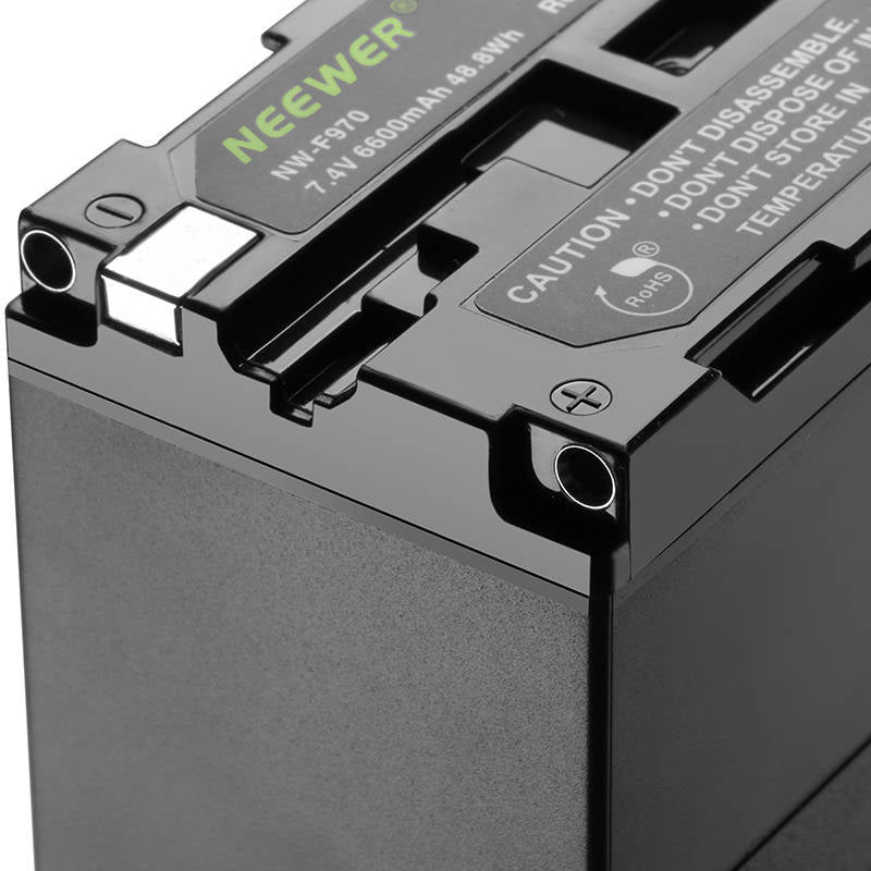 NEEWER NP-F970 6600mAh Li-ion Battery Replacement Power Supply for Sony, LED Video Light, Monitor