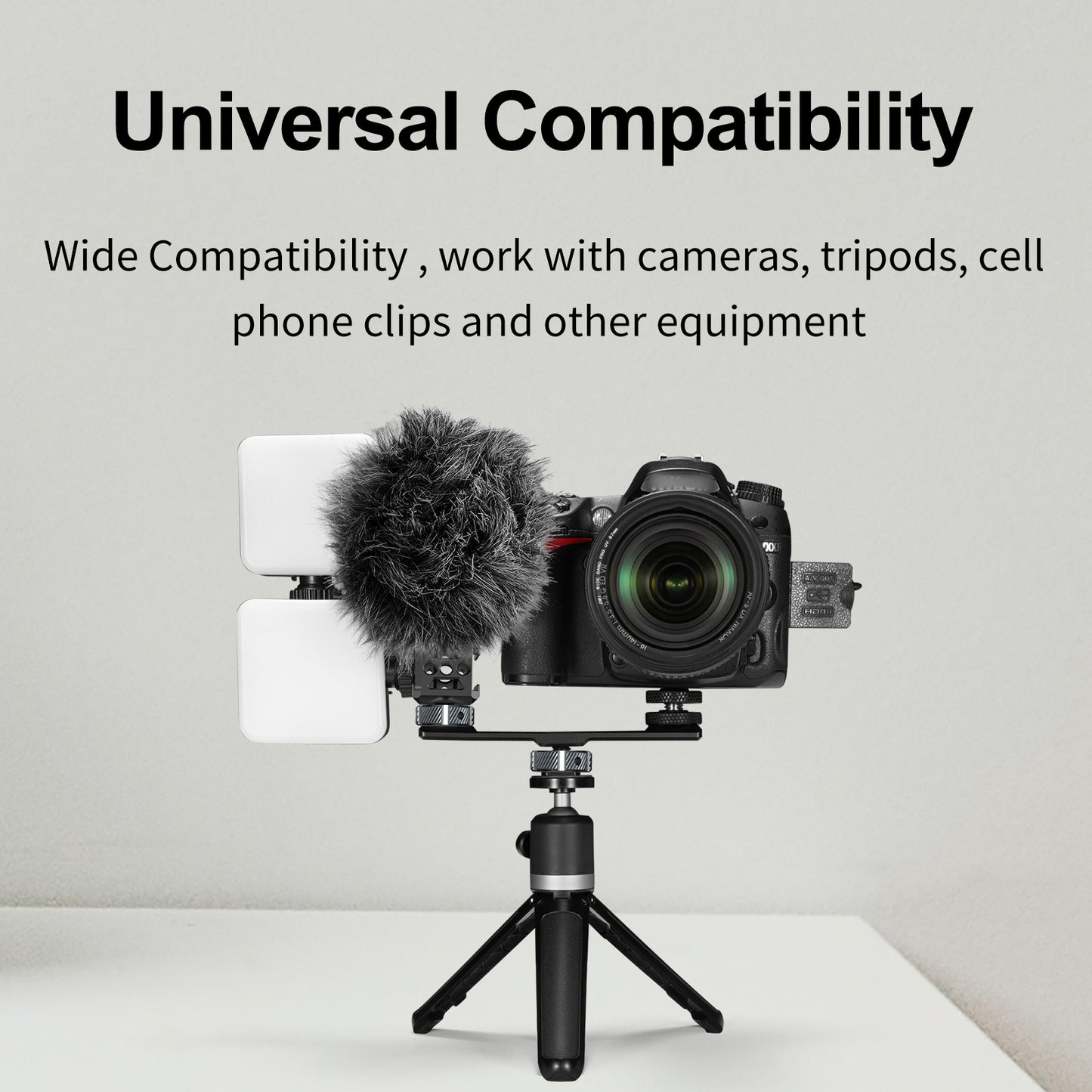 Uniqkart TE-CEB-002 Aluminum Alloy Cold Shoe Mounting Adapter Bracket 1/4 3/8 Screw Hole Cold Shoe Extension Bar for GoPro Camera