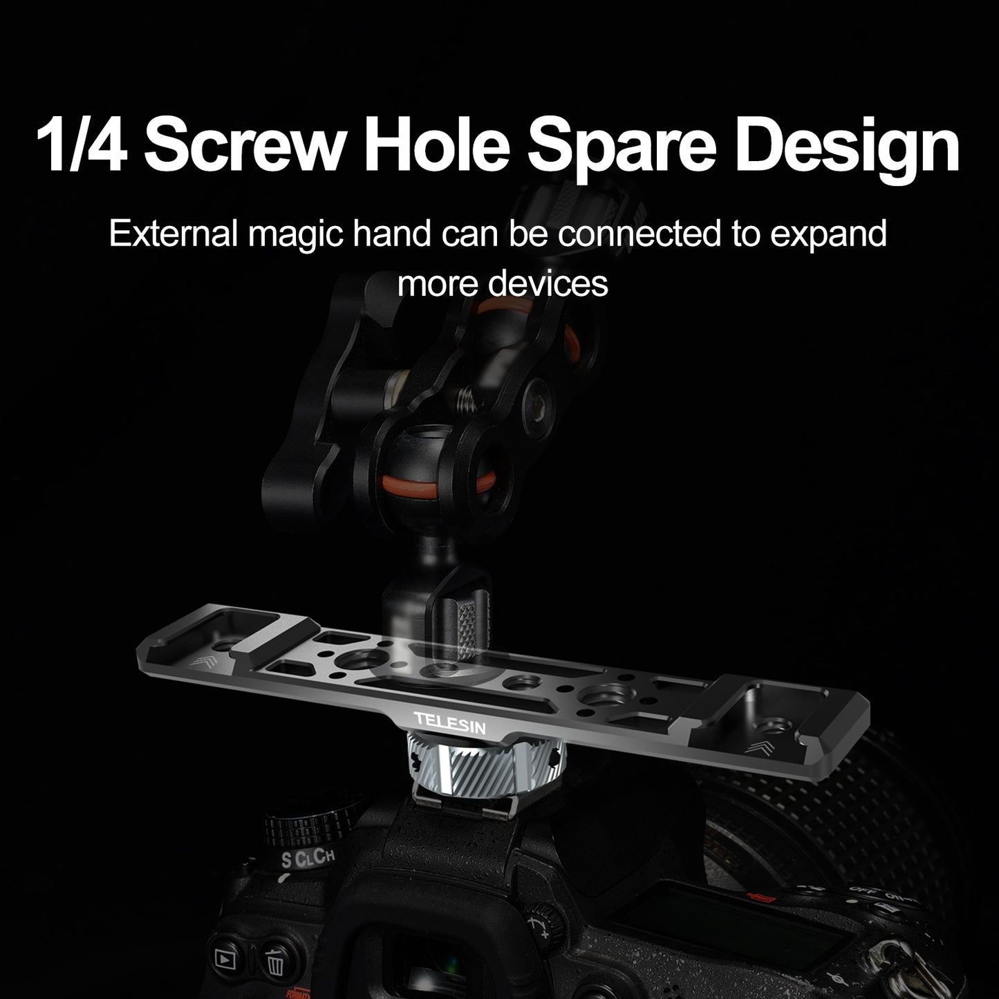 Uniqkart TE-CEB-002 Aluminum Alloy Cold Shoe Mounting Adapter Bracket 1/4 3/8 Screw Hole Cold Shoe Extension Bar for GoPro Camera