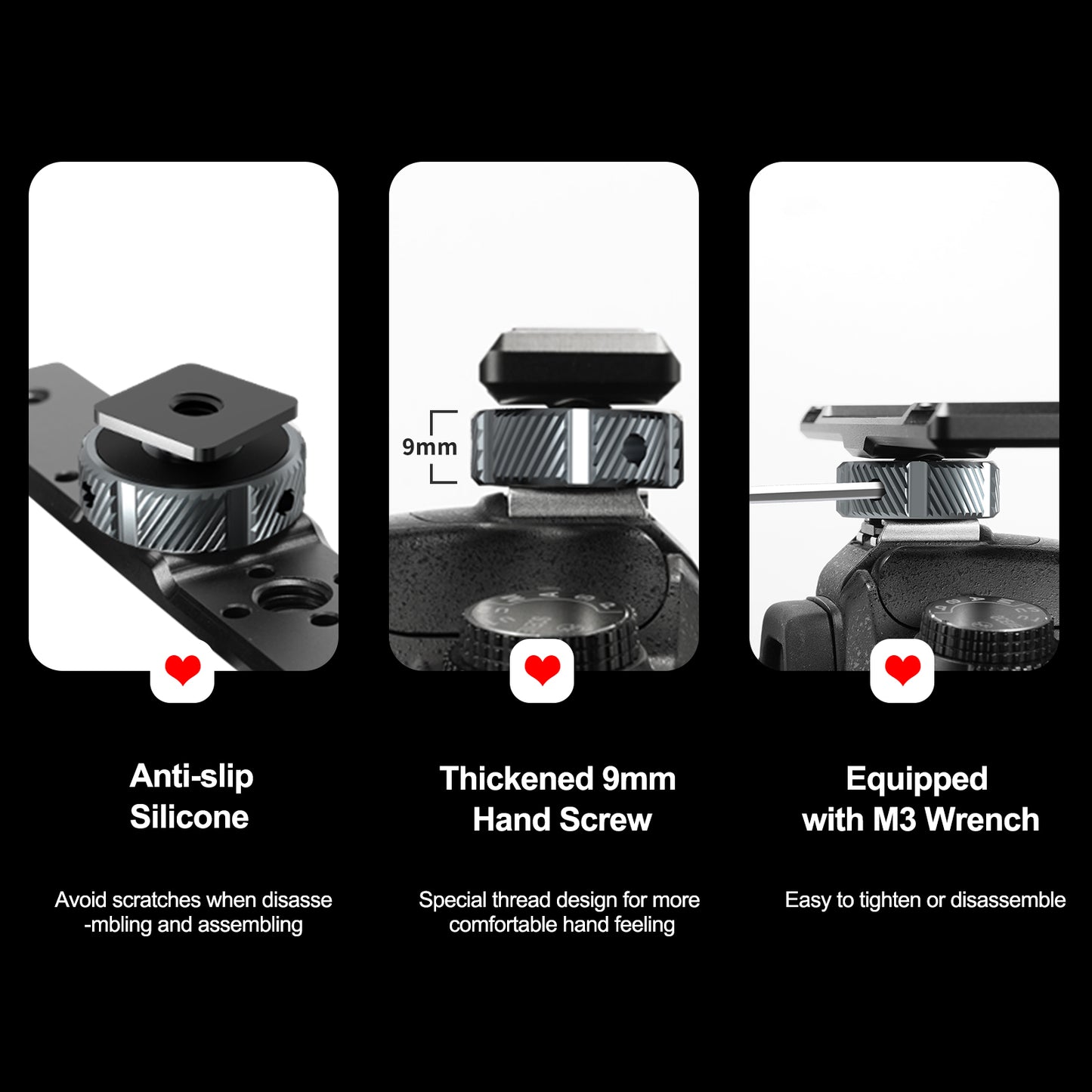 Uniqkart TE-CEB-002 Aluminum Alloy Cold Shoe Mounting Adapter Bracket 1/4 3/8 Screw Hole Cold Shoe Extension Bar for GoPro Camera