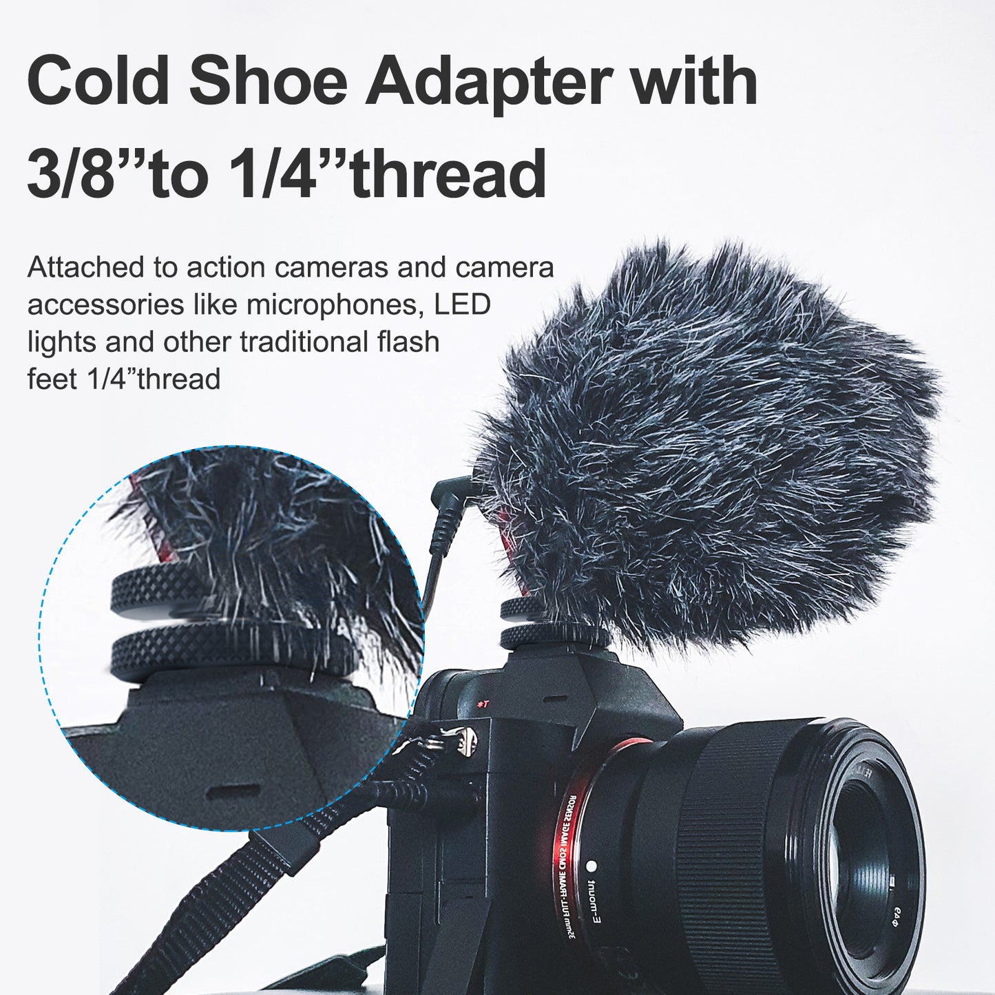Uniqkart TE-CS-001 1/4 Metal Cold Shoe Mount Adapter for GoPro Action Camera DSLR Photography Accessories