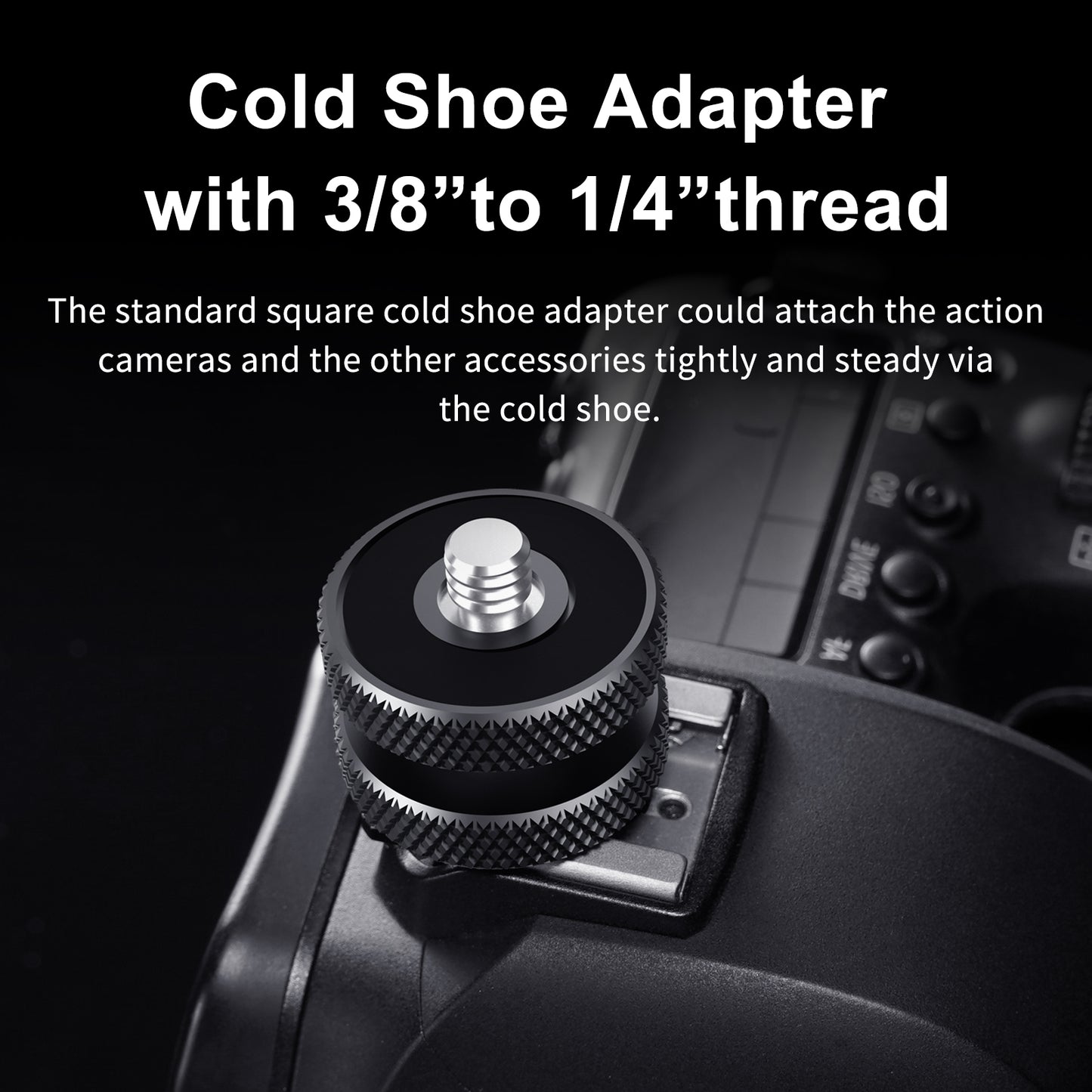 Uniqkart TE-CS-001 1/4 Metal Cold Shoe Mount Adapter for GoPro Action Camera DSLR Photography Accessories