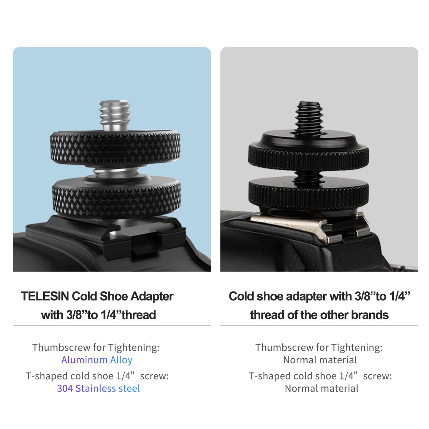 Uniqkart TE-CS-001 1/4 Metal Cold Shoe Mount Adapter for GoPro Action Camera DSLR Photography Accessories