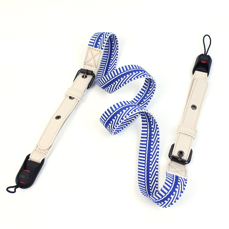 Camera Nylon Carrying Strap Quick Release SLR Camera Adjustable Shoulder Strap Rope - Blue/White