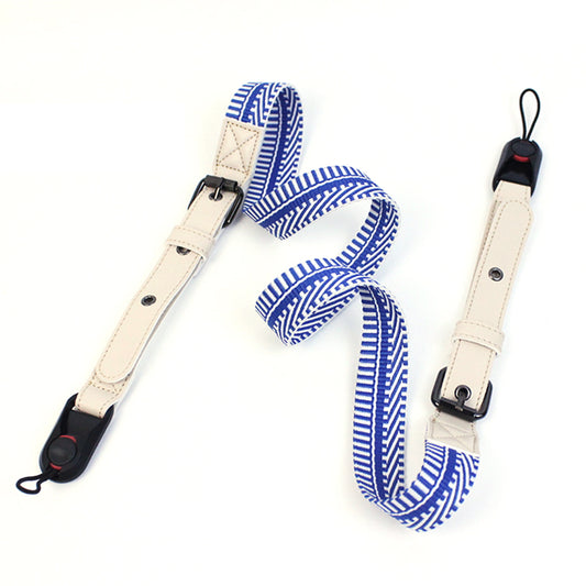 Camera Nylon Carrying Strap Quick Release SLR Camera Adjustable Shoulder Strap Rope - Blue/White